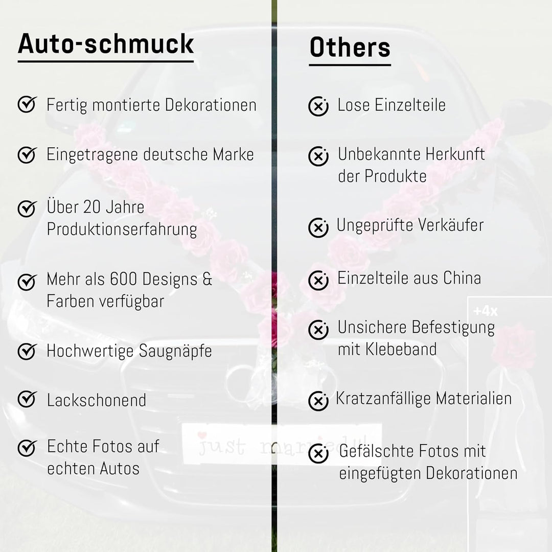 Rosen Girlande Braut Paar Rose Deko Dekoration Autoschmuck Hochzeit Car Auto Wedding ®Auto-schmuck D