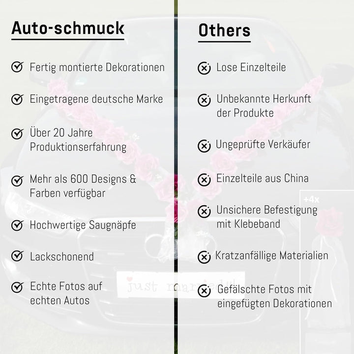 Rosen Girlande Braut Paar Rose Deko Dekoration Autoschmuck Hochzeit Car Auto Wedding ®Auto-schmuck D