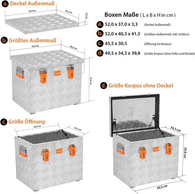 alubox R70 Aluminium Riffelblech Werkzeug Transportkiste 70 Liter 070 Liter, 070 Liter