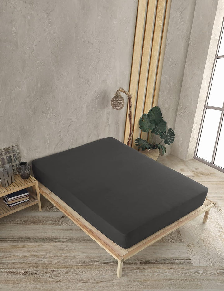 Vency Premium Jersey Spannbettlaken 100x200cm Schwarz - Spannbetttuch 100% Baumwolle, Bettlaken 100x