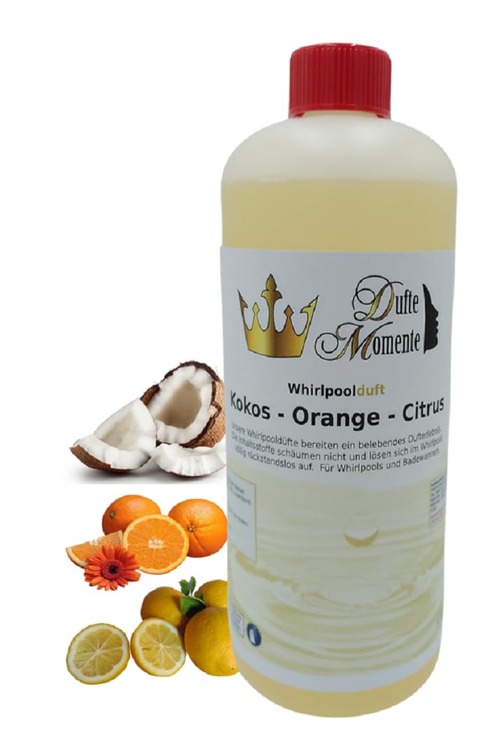 Dufte Momente | Whirlpool Duft 1 Liter | Kokos - Orange - Citrus | mit naturreinen und natürlichen ä