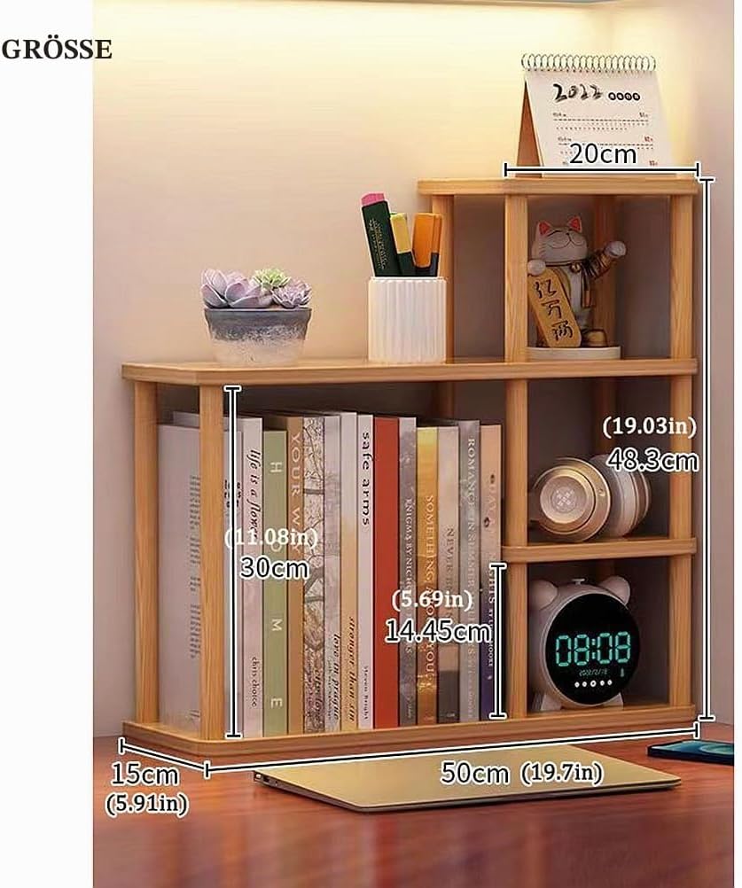 Desktop-mehrschichtiges Bücherregal-Speicherregal, grosse Kapazität Massivholz-Speicherwand auf dem