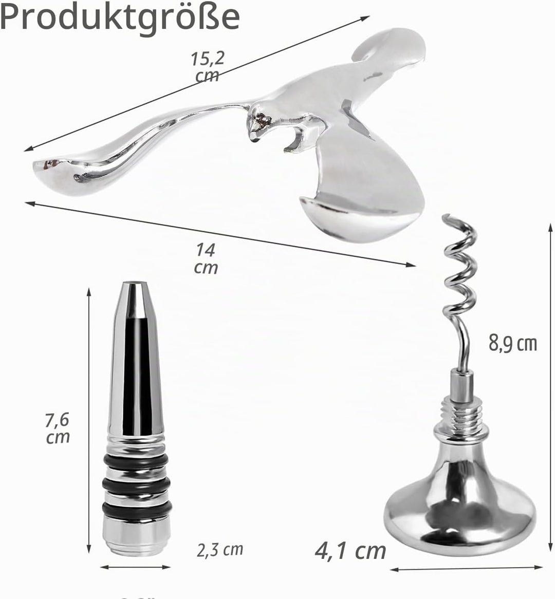 Vogel-Flaschenöffner – Silber, Zink, Flaschenöffner, Bar-Zubehör, Wohnkultur