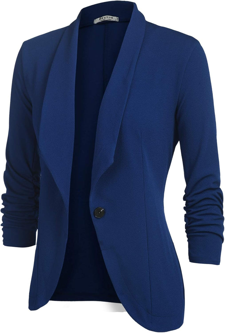 Blazer Damen Sportlich Elegant Longblazer 3/4 Arm Sommer Leicht Business Büro Blazer Jacke Einfarbig