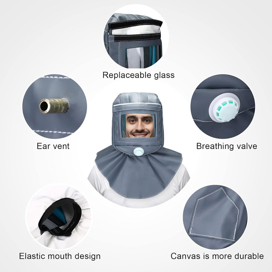 ENJOHOS Sandstrahlschutzhaube, Anti-Wind/Sandstrahlwerkzeuge, Sandstrahlhaube Kappe, Staubschutz Ges
