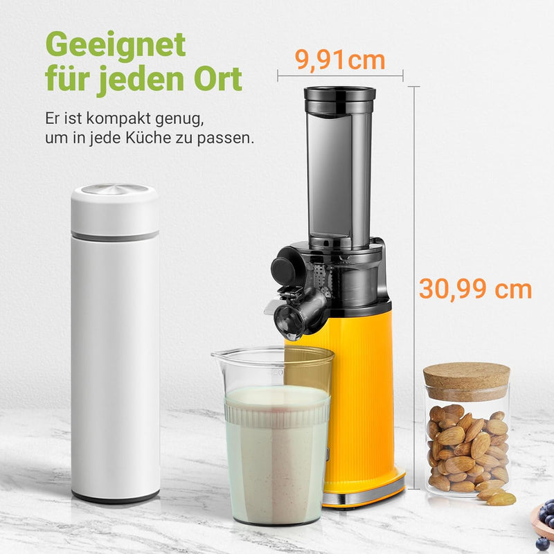 Entsafter AOBOSI-Mini slow juicer mit Rückwärts-Kau-Funktion-saftpresse elektrisch mit Bürste und 2