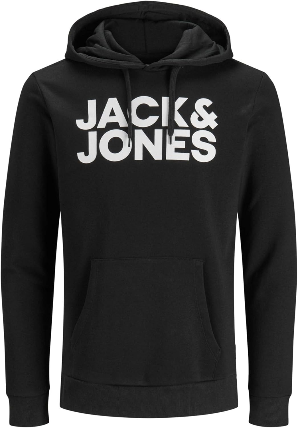 JACK & JONES Hoodie Herren Regular Fit JJEADRIAN Kapuzenpullover Pullover Sweater Print Schwarz Grau