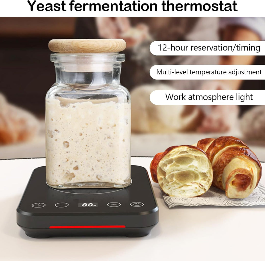 Sauerteig Glas Starter Set, Sauerteigstarterwärmer Thermostatwärmer Automatisches EIN- und Ausschalt