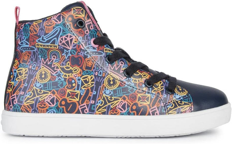 Geox Mädchen J Kathe Girl H Sneakers, Navy Fuchsia