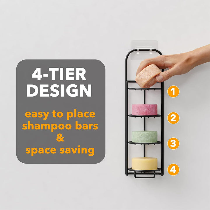 SpaceAid 4-stöckiger Shampoo-Stangenhalter für Dusche, selbstentleerender Seifenhalter, Caddy für Ba