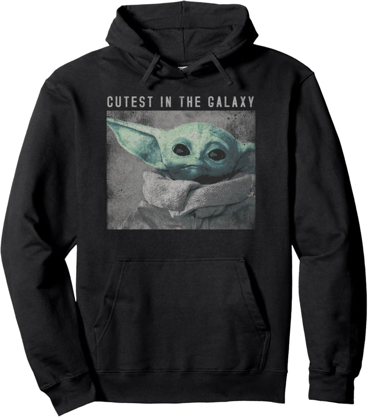 Star Wars Mandalorian The Child Distressed Cutest Galaxy Pullover Hoodie