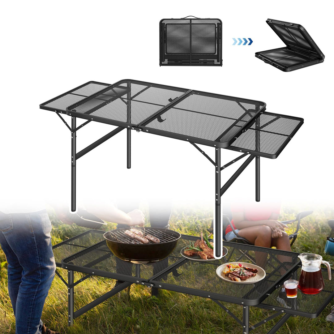 UISEBRT Faltbarer Campingtisch Klappbar Gartentisch Leicht und Tragbar Kleiner Tisch Grilltisch mit