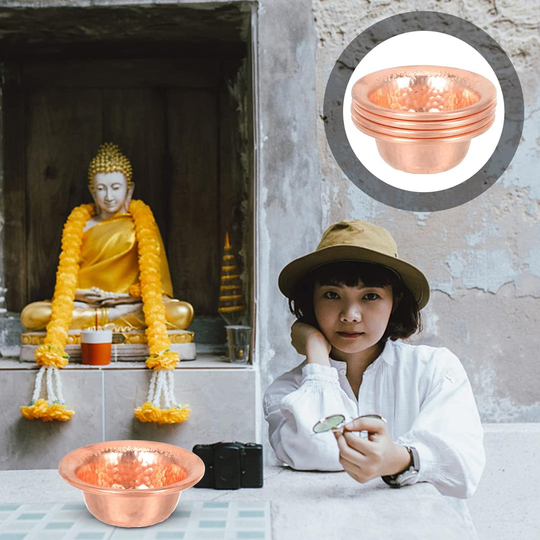 Beavorty 4stücke Kupfer Schale Buddhistisch Filigran Dekoration Wohnaccessoire Wasseropfer Schale Fü