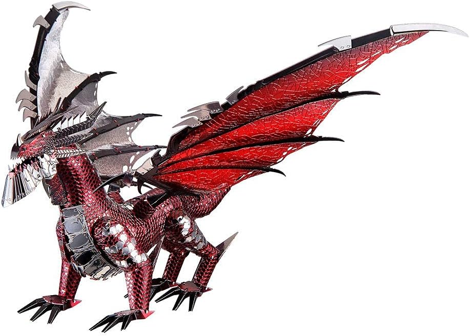 Piececool 3D Puzzle Metall, Flammendrache Drache für Modellbausatz Erwachsene, 3D-Puzzles zu Bauen,