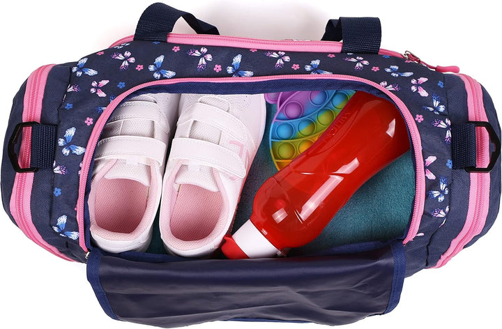 Sporttasche mit süssem Hirsch Motiv für Jungen und Mädchen Blau/Rosa, Blau/Rosa