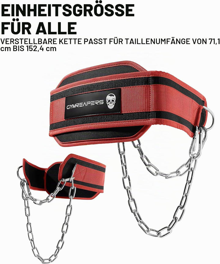 Gymreapers Dip-Gürtel mit Kette für Gewichtheben, Klimmzüge, Dips – robuste Stahlkette für zusätzlic