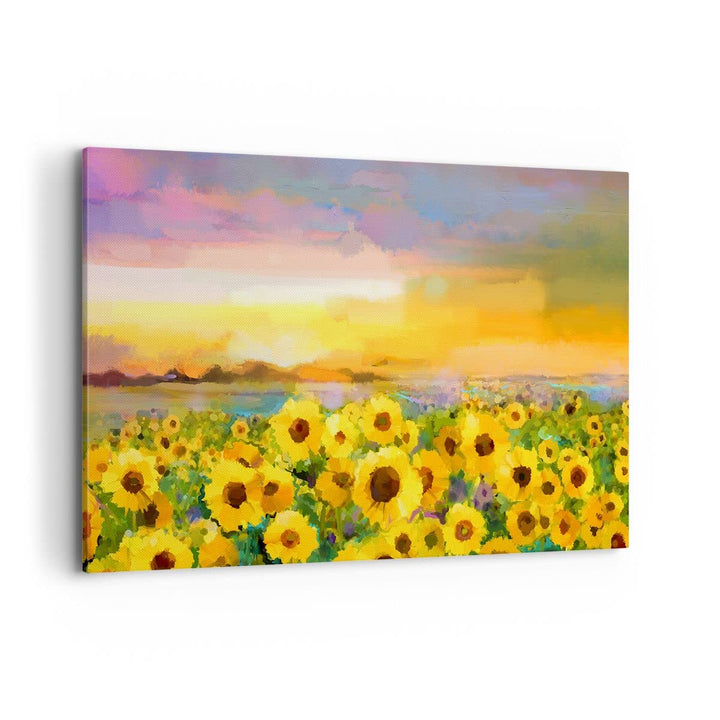 Bilder auf Leinwand 100x70cm Leinwandbild mit Rahmen Sonnenblumen Blume Gross Wanddeko Bild Schlafzi