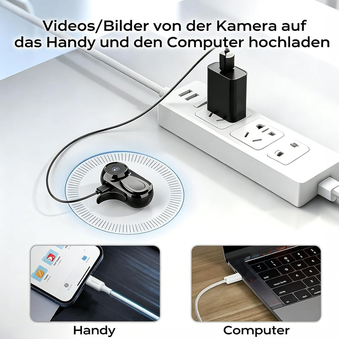 Mini Action Cam 1080P,Action Camera,Tragbare Kamera mit 360° Drehbarem Clip und Magnetclip,Mini K-Am
