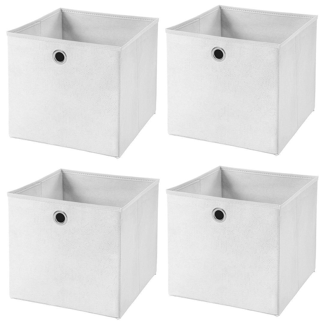 StickandShine 4er Set Weiss Faltbox 28 x 28 x 28 cm Aufbewahrungsbox faltbar, Weiss