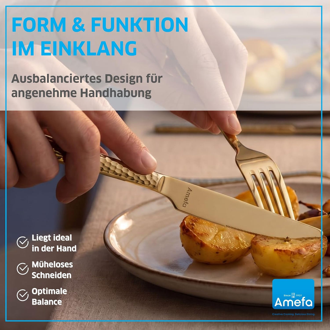 Amefa Besteckset 42-teilig FELICITY | Hochglanzpoliert | Spülmaschinenfest | 18/0 Edelstahl | 13/0 K