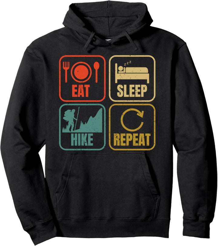 Wandern Essen Schlafen Berge Bergsteiger Hoodie Pullover Hoodie
