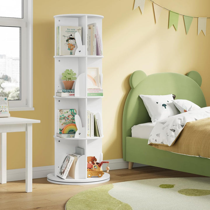 WOLTU Bücherregal Kinder, drehbares Kinderregal mit 4 Ebenen, Bücher Regal Kinderzimmer Wohnzimmer,