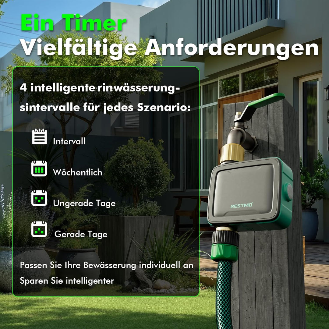 RESTMO 1 Zone Bewässerungscomputer mit Durchflussmesser, Bewässerungssteuerung für Garten & Rasen, M