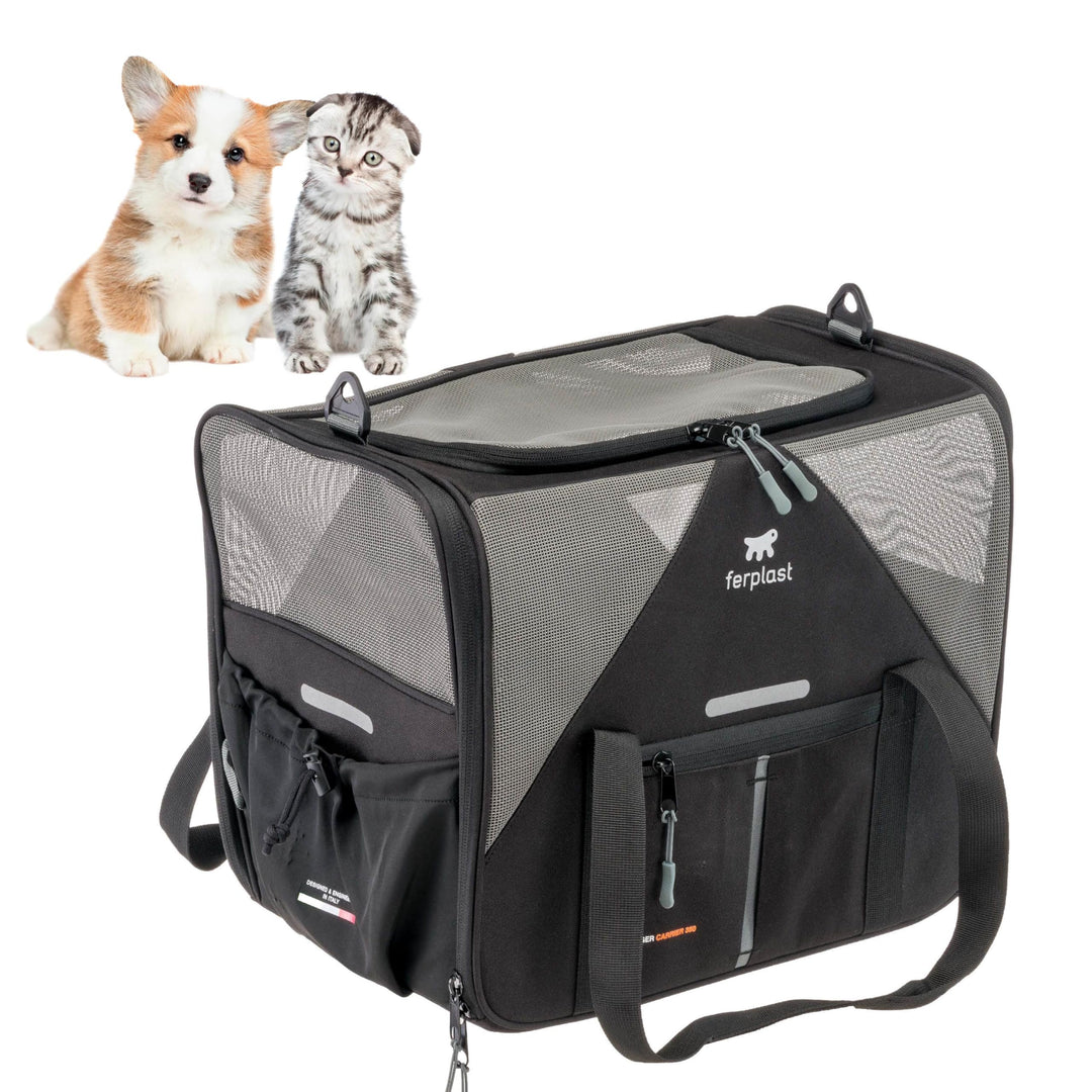 Ferplast Hundebox Voyager Carrier, Transportbox Katze, Hundetasche, verstellbare Griffe und Schulter