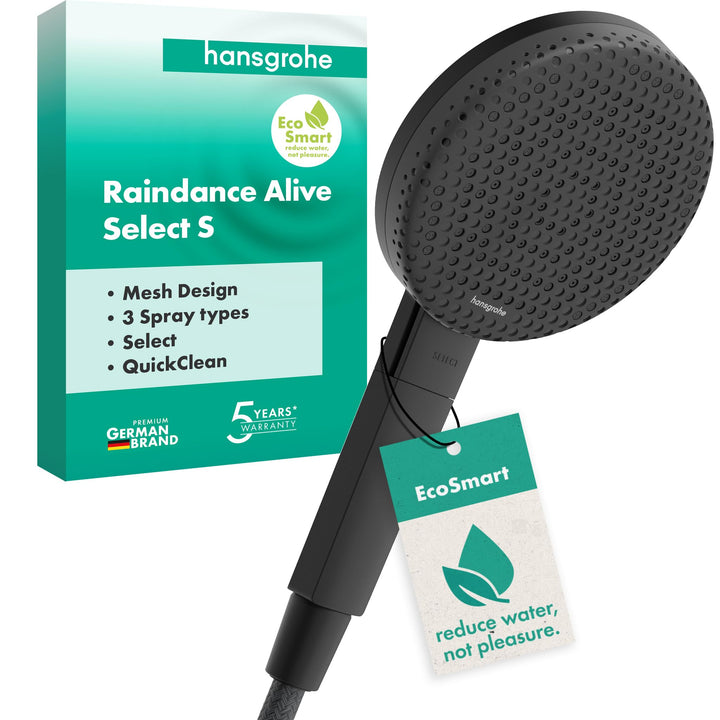 hansgrohe Raindance Alive Select S - wassersparender Duschkopf 7,1 l/min (EcoSmart), Handbrause mit