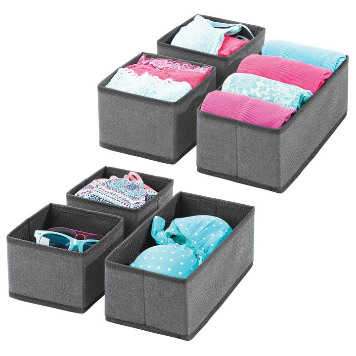 mDesign 6er-Set Aufbewahrungsbox – atmungsaktive Stoffbox für Socken, Unterwäsche, Leggings etc. – v