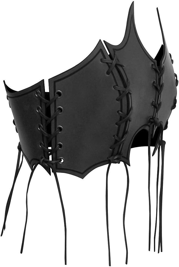 Andracor - Fantasy Brustplatte aus Leder für Frauen – Geflammtes Bustier aus Rüstleder mit Schnürung