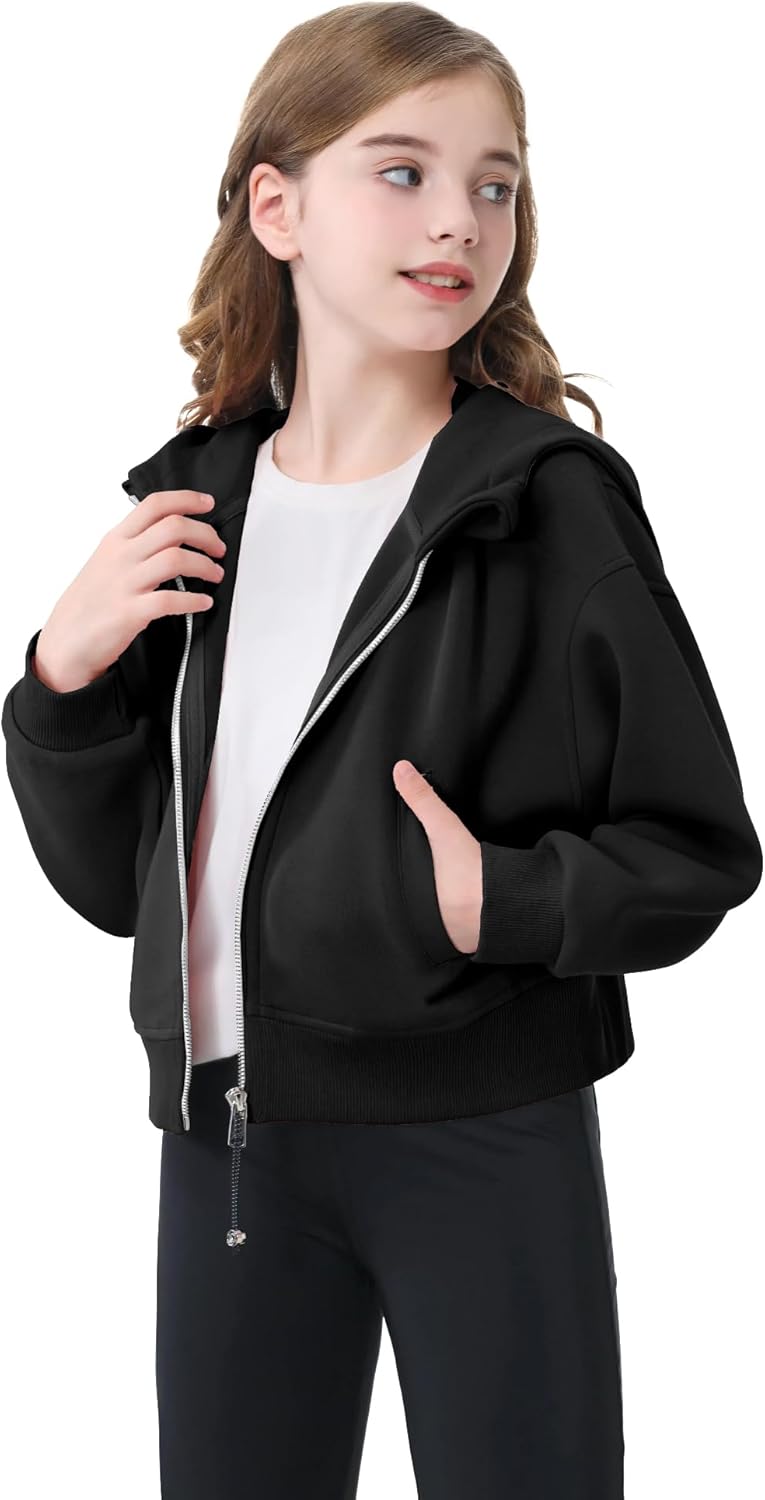 Rolanko Kapuzenpullover für Mädchen mit Reissverschluss, Gemütliche Langarm-Kapuzenjacke Lässiges Sw
