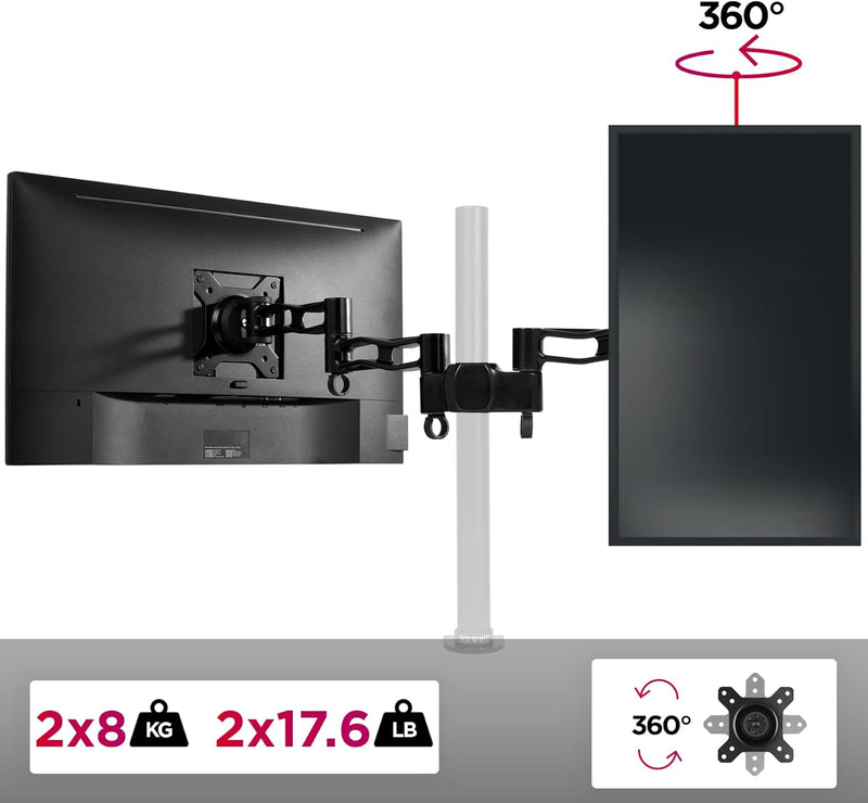 Duronic DM35P2 Monitorarme | 2 Monitorhalterungen für Monitorständer | Aluminium | VESA 75/100 | Zus