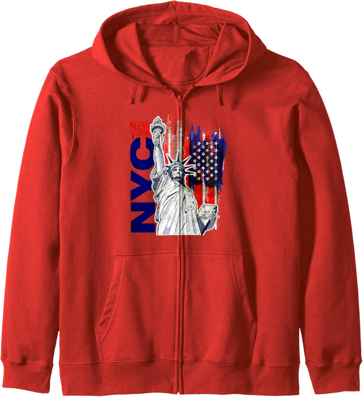 T-Shirt Coole New York City Freiheitsstatue mit USA Flagge Kapuzenjacke