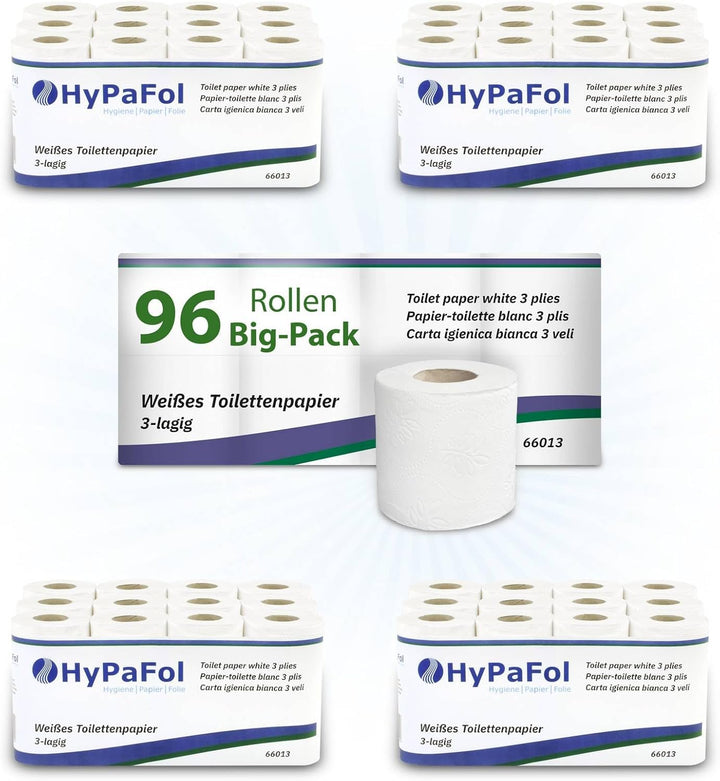 Hypafol Toilettenpapier motivgeprägt, 3-lagig | Vorteilspack mit 96 Rollen Klopapier | extra weich u