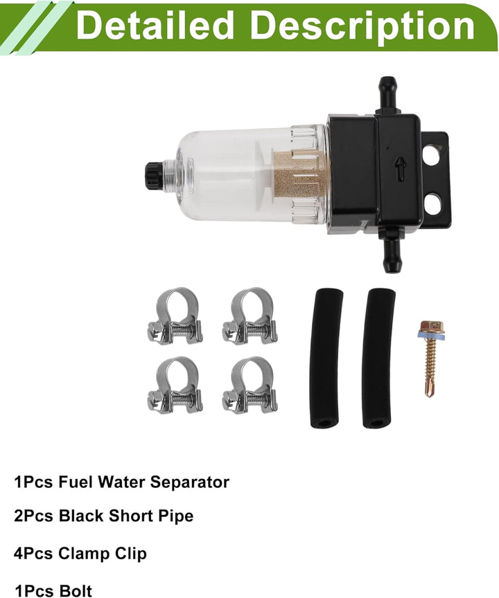 Kraftstoff-Wasserabscheider-Kit Kraftstofffilterelement Schläuche Klemmen-Kit mit Clips und Gummisch
