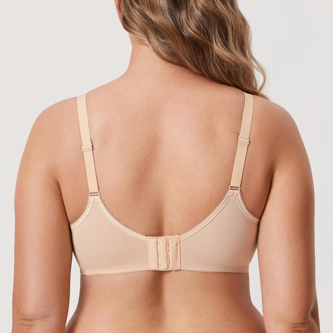 DELIMIRA Damen BH mit Bügel Nahtlose Vollschalen T-Shirt BHS Gepolstert Grosse Grössen 70D Beige, 70