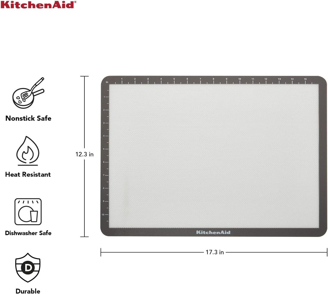 KitchenAid Silikon-Backmatte, 30,5 x 43,2 cm, Grau 12x17-Inch Grau, 43.2L x 30.5B cm Grau