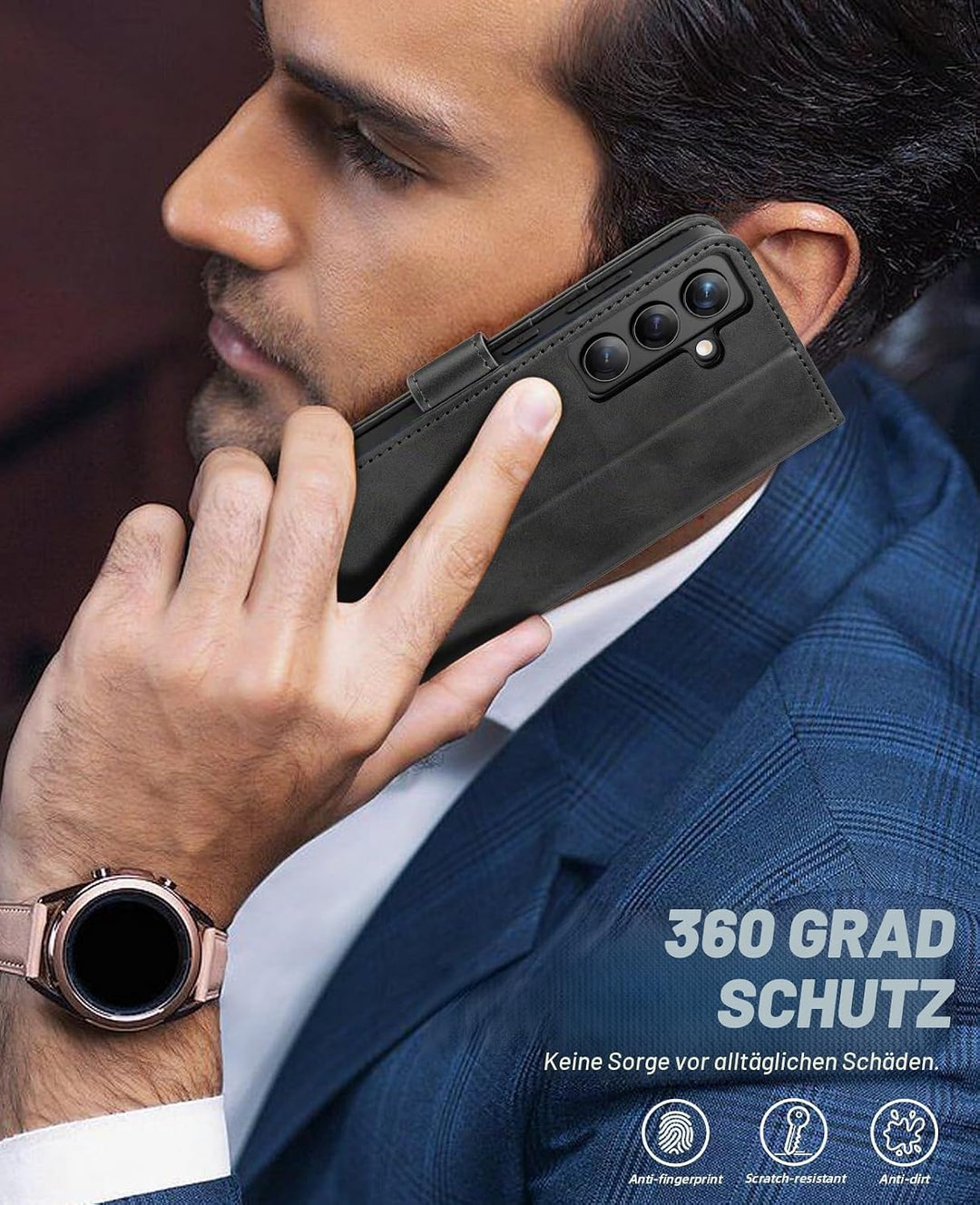 OCASE Handyhülle für Samsung Galaxy S24 5G Hülle Premium Leder Flip Klappbare Klapphülle Stossfeste