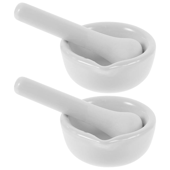 VILLCASE 2 Sets/4 Stück kleiner Porzellanmörser Stössel Set Keramik Kleine Kräuterschale Pesto Pulve