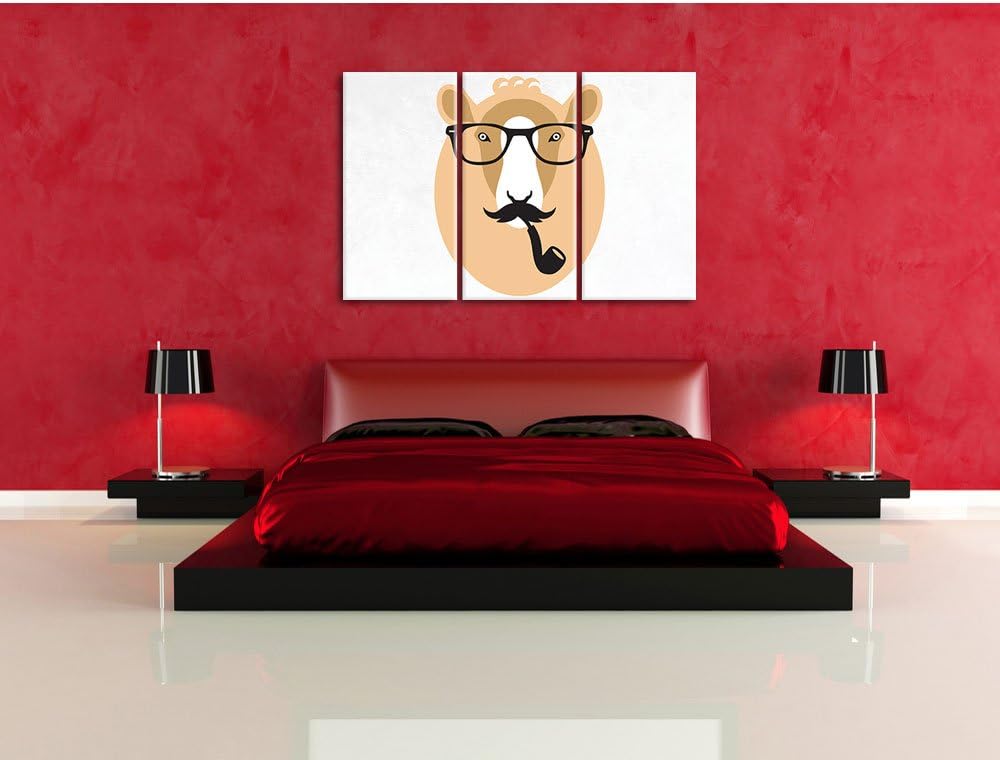 Pixxprint Hipster Schaf als Leinwandbild/Grösse: 3 Teilig (120x80) cm/Wandbild/Kunstdruck/fertig bes
