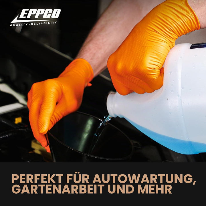 Kunzer Nitril-Einweghandschuhe Orange Tiger Grip Grösse M (Dispenser mit 100 Stück)