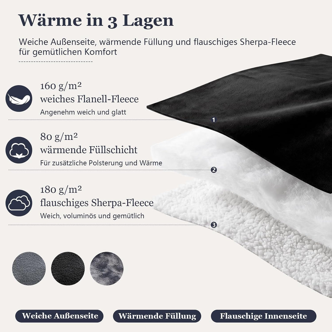CHOSHOME Kuscheldecke Flauschig 220x240CM Kuscheldecke Warm Sherpa Decke Flauschige Decke Dicke Warm