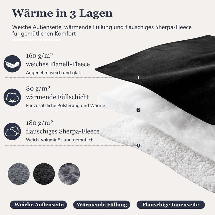 CHOSHOME Kuscheldecke Flauschig 220x240CM Kuscheldecke Warm Sherpa Decke Flauschige Decke Dicke Warm