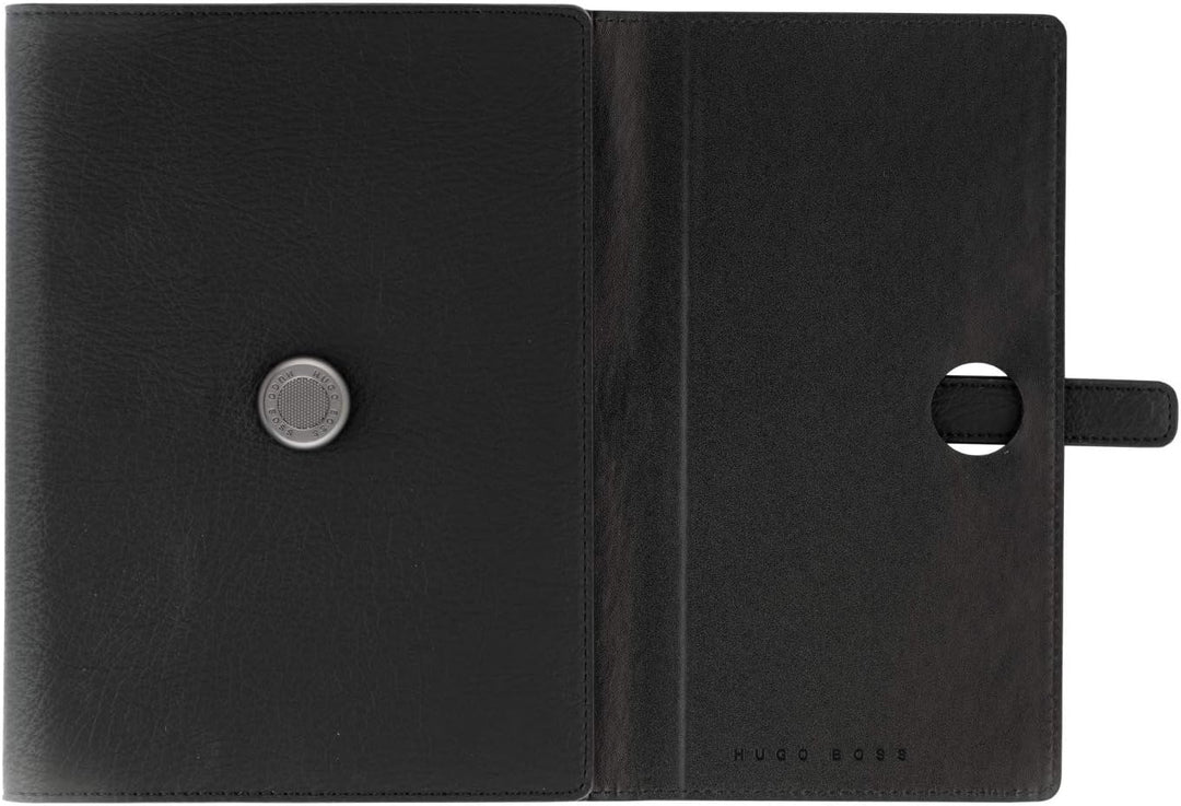 Hugo Boss A5 Schreibmappe Executive Black Schwarz Leder 40 Blatt Block, Masse: 245 x 209 x 37 mm, HD