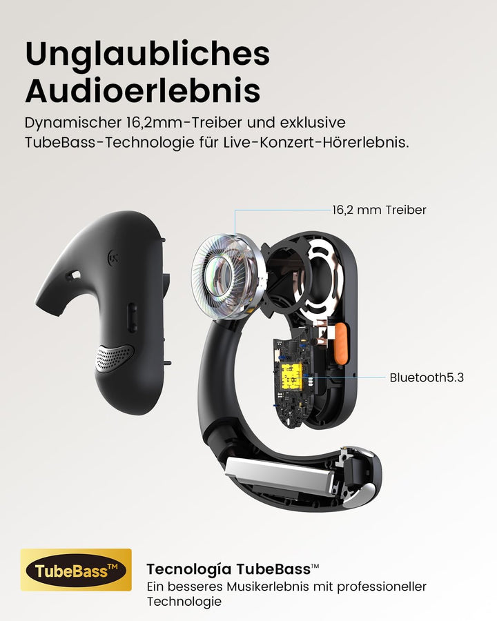 EKSA S30 Open Ear Bluetooth Kabellose Kopfhörer, Bluetooth 5.3 kabellose Headphones mit ENC Mikrofon