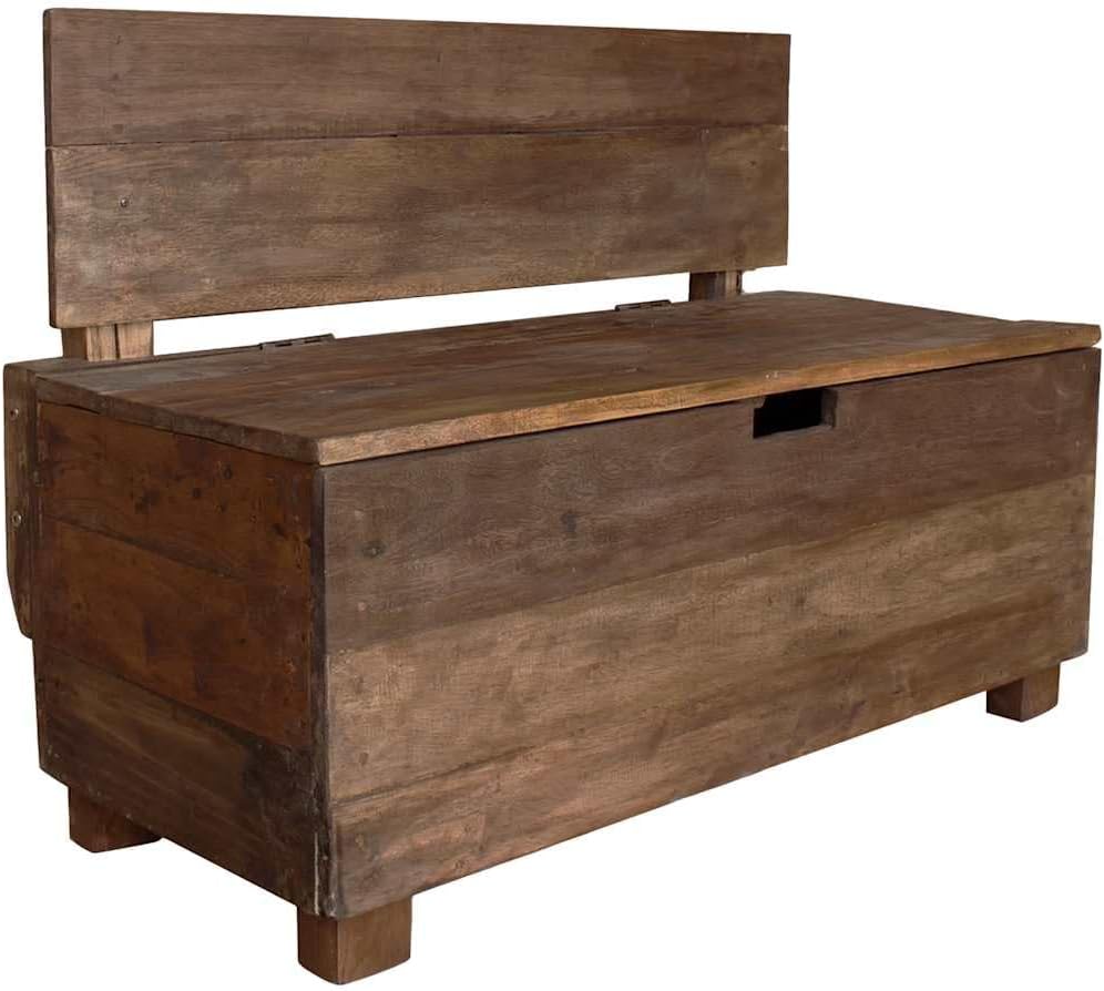 vidaXL Sitzbank mit Staufach Handgefertigt Holzbank Truhenbank Sitztruhe Bank Aufbewahrungstruhe Spi