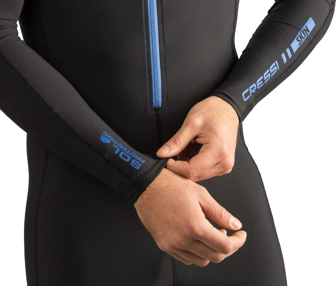 Cressi Skin 1mm - Superelastischen Anzug aus 86% Polyester / 14% Elasthan Schwarz/Blau S/2, Schwarz/