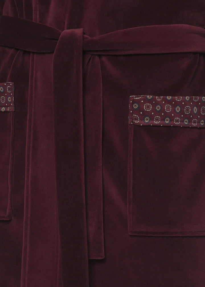 Revise Joel RE-101 Herren Bademantel aus Velours - lang und elegant 4XL Burgund Rot, 4XL Burgund Rot
