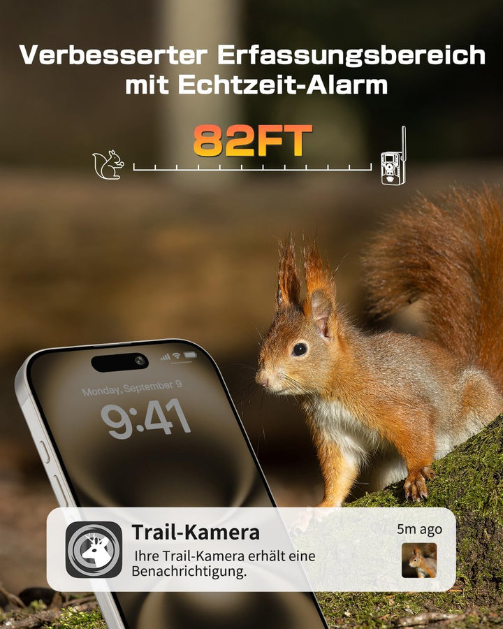 4G LTE Wildkamera mit Handyübertragung APP, Solar Überwachungskamera Aussen mit SIM Karte, 2K Wildti
